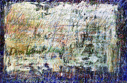 Michael Grossmann HCE, aus Serie Finnegans Wake, Öl und Wachsmalkreide auf Leinwand, 160 x 220 cm, Kunstprojekte Leyerseder